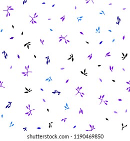 Light Pink, Blue vector seamless doodle background with leaves. Decorative illustration with doodles on abstract template. Design for textile, fabric, wallpapers.