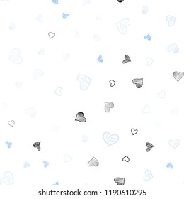 Light Pink, Blue vector seamless background with hearts. Blurred decorative design in doodle style with hearts. Pattern can be used for valentine's ad, booklets.
