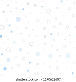 Light Pink, Blue vector seamless pattern with spheres. Blurred decorative design in abstract style with bubbles. Pattern for design of window blinds, curtains.