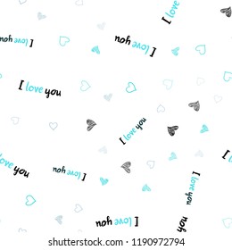Light Pink, Blue vector seamless cover with Shining hearts. Decorative shining illustration with hearts on abstract template. Pattern for carnival, festival romantic leaflets.