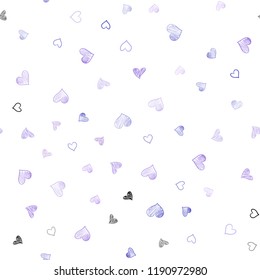 Light Pink, Blue vector seamless background with hearts. Hearts on blurred abstract background with colorful gradient. Pattern for marriage gifts, congratulations.