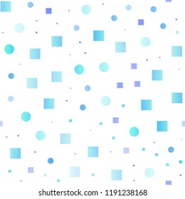 Light Pink, Blue vector seamless pattern with spheres, squares. Colorful illustration with circles, squares in nature style. Template for business cards, websites.