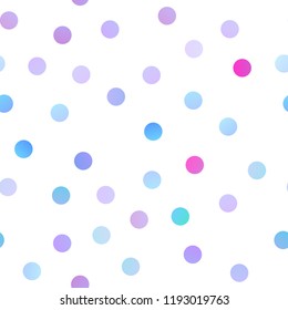 Light Pink, Blue vector seamless background with dots. Blurred bubbles on abstract background with colorful gradient. The pattern can be used for aqua ad, booklets.