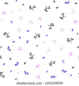 Light Pink, Blue vector seamless doodle background with leaves. Creative illustration in blurred style with leaves. Pattern for design of window blinds, curtains.