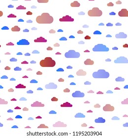 Light Pink, Blue vector seamless cover with clouds. Colorful illustration consisted of abstract clouds. Trendy design for wallpaper, fabric makers.