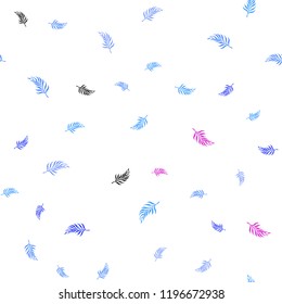 Light Pink, Blue vector seamless elegant background with leaves. Colorful illustration in doodle style with leaves. Trendy design for wallpaper, fabric makers.