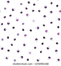 Light Pink, Blue vector seamless template with cups of coffee, beans. Decorative gradient design of coffee cups and beans. Pattern for menu of cafes and restaurants.