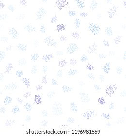 Light Pink, Blue vector seamless natural backdrop with leaves, branches. Colorful abstract illustration with leaves in doodle style. Design for textile, fabric, wallpapers.