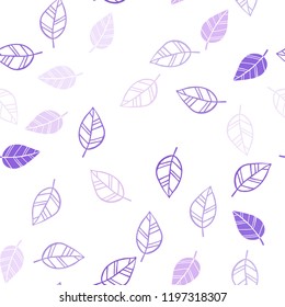 Light Pink, Blue vector seamless doodle texture with leaves. Shining colored illustration with leaves in doodle style. Pattern for design of window blinds, curtains.