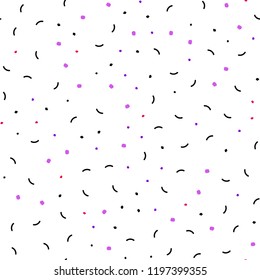 Light Pink, Blue vector seamless pattern with spheres, triangles. Illustration with set of colorful abstract circles and lines. Trendy design for wallpaper, fabric makers.