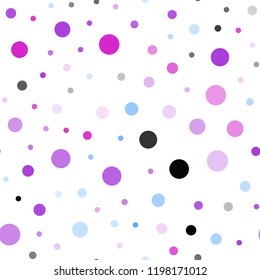 Light Pink, Blue vector seamless template with circles. Modern abstract illustration with colorful water drops. Pattern for design of fabric, wallpapers.