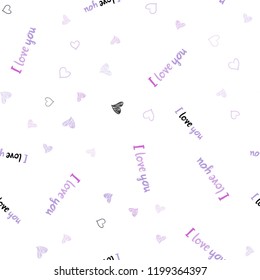 Light Pink, Blue vector seamless template with doodle hearts. Illustration with hearts in love concept for valentine's day. Design for ad, poster, banner of Valentine Day.