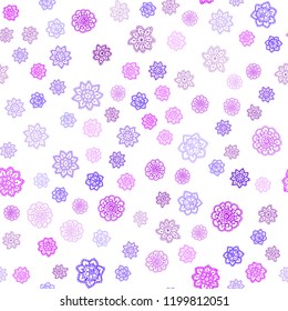 Light Pink, Blue vector seamless template with ice snowflakes. Glitter abstract illustration with crystals of ice. Template for business cards, websites.