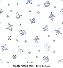 Light Pink, Blue vector seamless pattern with fresh ingredients. Illustration with set of fresh food in doodle style. Pattern for menu of cafes, bars, restaurants.