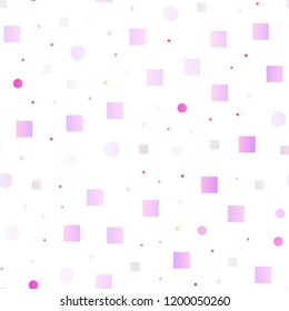 Light Pink, Blue vector seamless pattern with spheres, squares. Decorative design in abstract style with circles, rectangles. Design for textile, fabric, wallpapers.