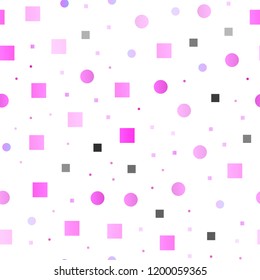 Light Pink, Blue vector seamless cover with circles, cubes. Abstract illustration with colorful circles, rectangles. Pattern for design of fabric, wallpapers.