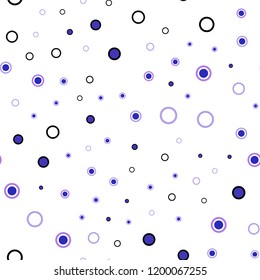 Light Pink, Blue vector seamless template with circles. Blurred bubbles on abstract background with colorful gradient. Pattern for design of fabric, wallpapers.