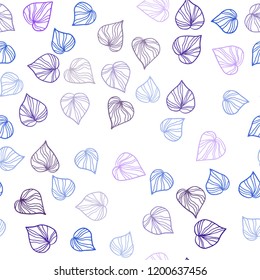Light Pink, Blue vector seamless elegant pattern with leaves. leaves on blurred abstract background with gradient. Design for textile, fabric, wallpapers.