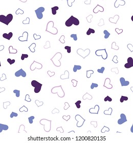 Light Pink, Blue vector seamless background with hearts. Decorative shining illustration with hearts on abstract template. Template for Valentine's greeting postcards.