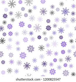 Light Pink, Blue vector seamless cover with beautiful snowflakes. Modern geometrical abstract illustration with crystals of ice. Pattern for design of window blinds, curtains.