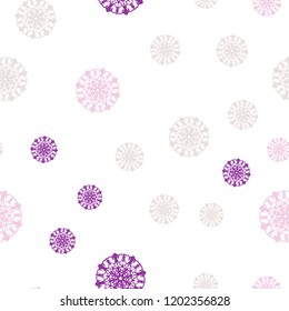 Light Pink, Blue vector seamless texture with colored snowflakes. Decorative shining illustration with snow on abstract template. Pattern for trendy fabric, wallpapers.