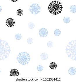 Light Pink, Blue vector seamless texture with colored snowflakes. Decorative shining illustration with snow on abstract template. Pattern for design of fabric, wallpapers.