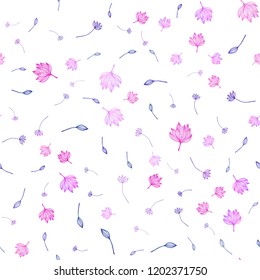 Light Pink, Blue vector seamless hand painted texture. Brand new colored illustration with leaves. Completely new design for your business.