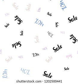 Light Pink, Blue vector seamless texture with selling prices 40 %. Shining colorful illustration with isolated selling prices. Pattern for ads, posters, banners of sales.