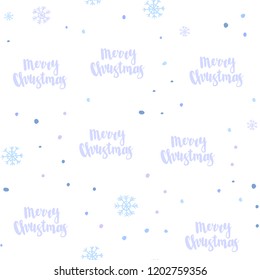 Light Pink, Blue vector seamless background with xmas snowflakes. Modern geometrical abstract illustration with snowflakes. Trendy design for wallpaper, fabric makers.