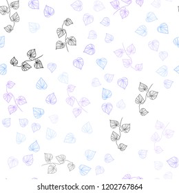 Light Pink, Blue vector seamless abstract pattern with leaves. Colorful illustration in doodle style with leaves. Pattern for design of window blinds, curtains.