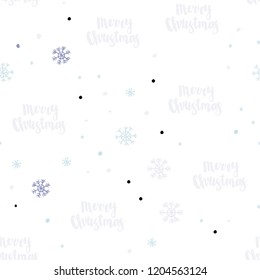 Light Pink, Blue vector seamless texture with colored snowflakes. Glitter abstract illustration with crystals of ice. Template for business cards, websites.