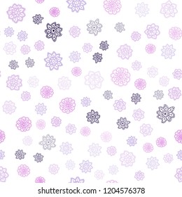 Light Pink, Blue vector seamless layout with bright snowflakes. Glitter abstract illustration with crystals of ice. Design for textile, fabric, wallpapers.