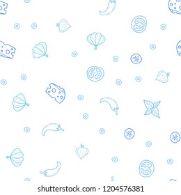 Light Pink, Blue vector seamless pattern with fresh ingredients. Beautiful colored illustration with food in doodle style. Doodle design for your business advert of cafes.