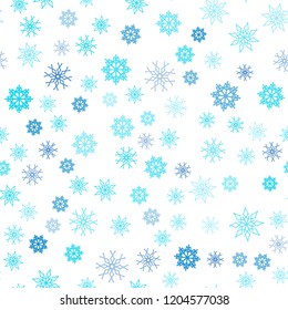 Light Pink, Blue vector seamless background with xmas snowflakes. Decorative shining illustration with snow on abstract template. Design for textile, fabric, wallpapers.