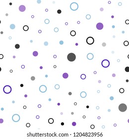 Light Pink, Blue vector seamless texture with disks. Glitter abstract illustration with blurred drops of rain. Trendy design for wallpaper, fabric makers.