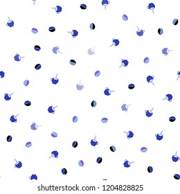 Light Pink, Blue vector seamless cover with set of coffee beans. Gradient illustration with set of mugs, beans. Pattern for menu of cafes and restaurants.