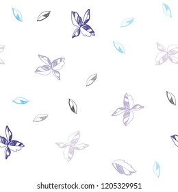 Light Pink, Blue vector seamless abstract background with leaves. leaves on elegant natural pattern with gradient. Pattern for trendy fabric, wallpapers.