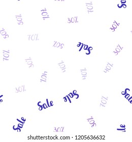 Light Pink, Blue vector seamless layout with discount of 30%, 40%, 50%. Abstract illustration with colorful gradient symbols of sales. Pattern for ads, posters, banners of sales.