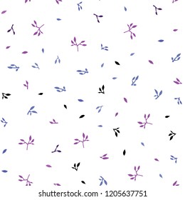 Light Pink, Blue vector seamless elegant template with leaves. Sketchy doodles with leaves on blurred background. Design for textile, fabric, wallpapers.