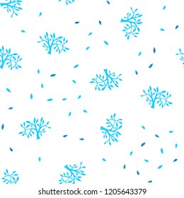 Light Pink, Blue vector seamless abstract design with leaves, branches. Decorative design in Indian style on white background. Design for textile, fabric, wallpapers.