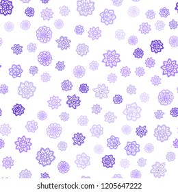 Light Pink, Blue vector seamless layout with bright snowflakes. Shining colored illustration with snow in christmas style. Pattern for design of window blinds, curtains.