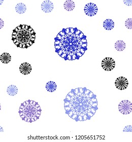 Light Pink, Blue vector seamless cover with beautiful snowflakes. Shining colored illustration with snow in christmas style. Pattern for design of window blinds, curtains.