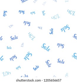 Light Pink, Blue vector seamless layout with discount of 40%. Gradient illustration with discount signs on white backdrop. Backdrop for mega promotions, discounts.