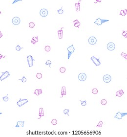 Light Pink, Blue vector seamless cover with cuisine gourmet. Illustration with set of fresh food in doodle style. Template for meal cooking in kitchen.