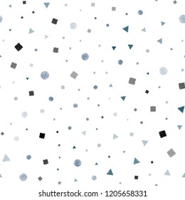 Light Pink, Blue vector seamless cover with polygonal style with circles. Circles, lines, rhombus with colorful gradient. Pattern for trendy fabric, wallpapers.