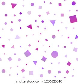 Light Pink, Blue vector seamless cover in polygonal style with circles. Abstract gradient illustration with circles, triangles, cubes. Trendy design for wallpaper, fabric makers.