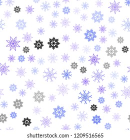 Light Pink, Blue vector seamless cover with beautiful snowflakes. Blurred decorative design in xmas style with snow. Template for business cards, websites.
