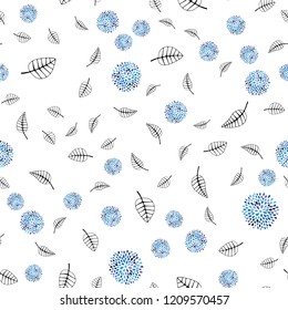 Light Pink, Blue vector seamless doodle template with leaves, flowers. Colorful illustration in doodle style with leaves, flowers. Template for business cards, websites.