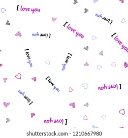 Light Pink, Blue vector seamless pattern with colorful hearts. Decorative shining illustration with hearts on abstract template. Beautiful design for your business advert of anniversary.