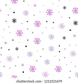 Light Pink, Blue vector seamless background with xmas snowflakes. Colorful decorative design in xmas style with snow. Template for business cards, websites.